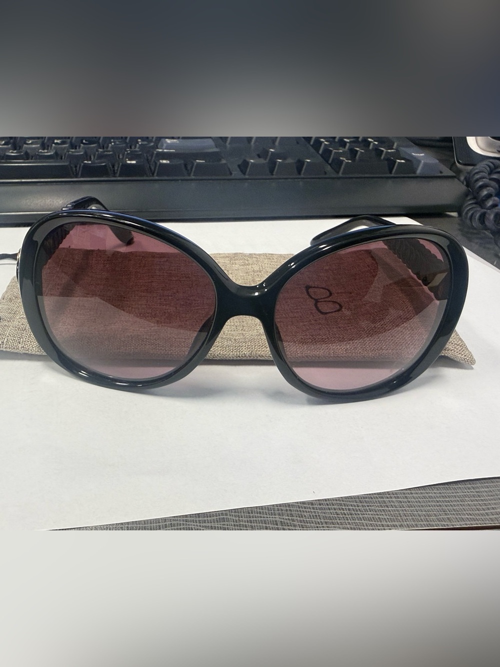 Marc By Marc Jacobs Black Frame Sunglasses with Pink Lenses